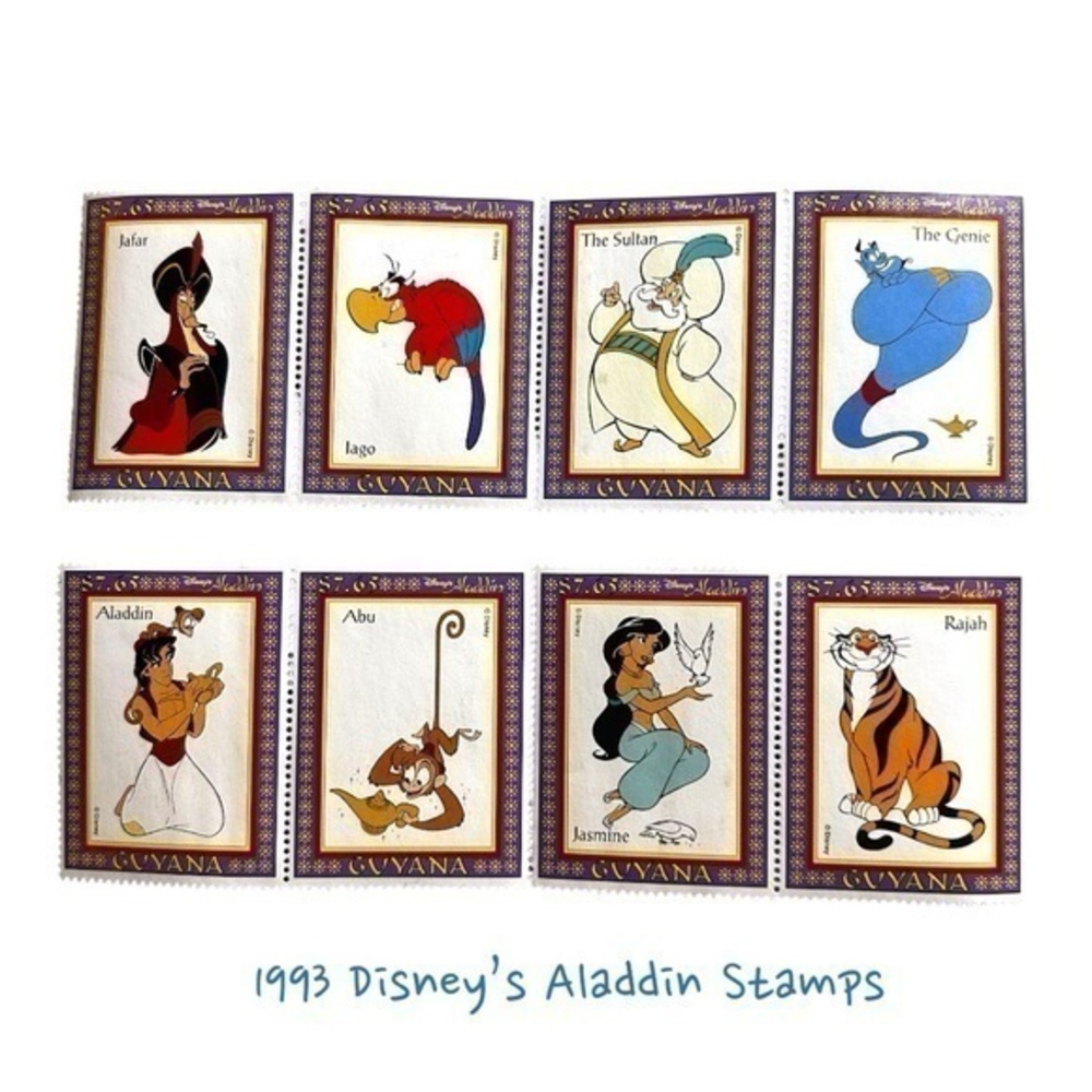 Vintage Aladdin Disney Stamps Guyana 1993 Collection